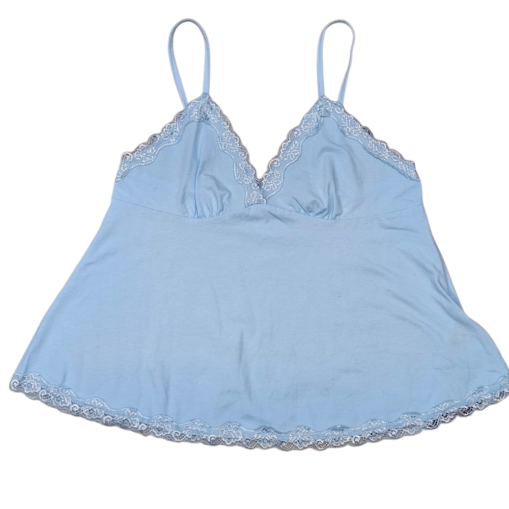 NEW ROMWE Fairycore Baby Blue Lace Trim Cami Camisole Tank Top Medium